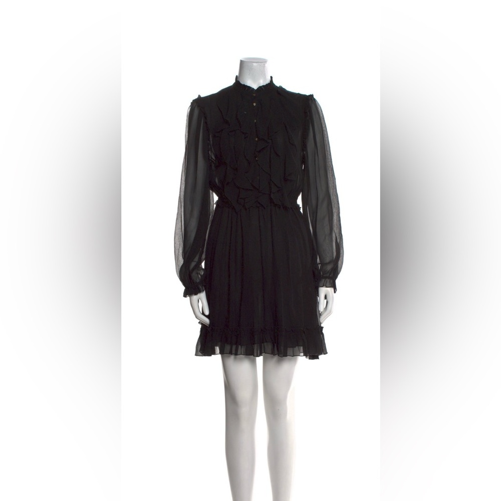 Ulla Johnson black silk ruffle mini dress. Sz 4